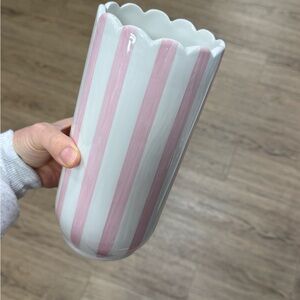 Pink and White Striped Vase